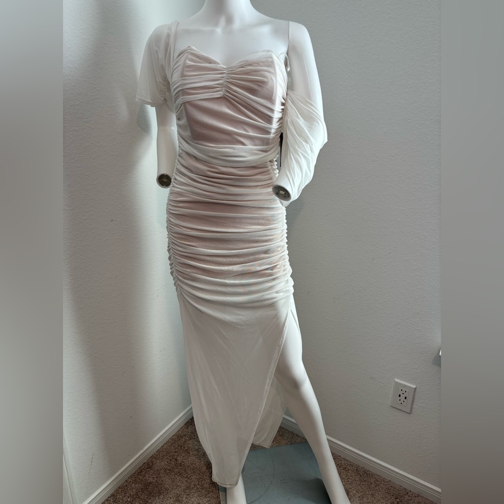 Bebe lined ruched dress